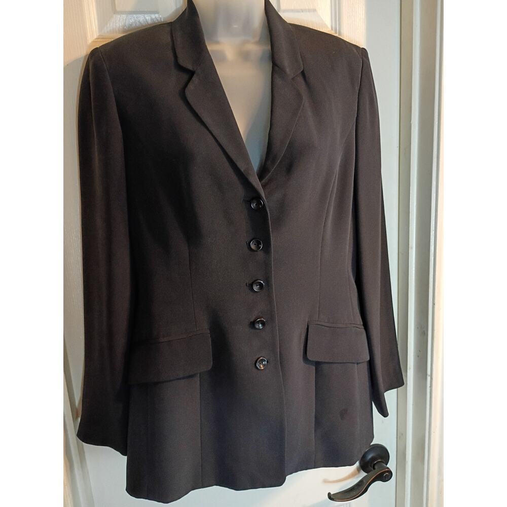 Due Per Due Blazer Black 100% Silk Sz 4 Classic Money